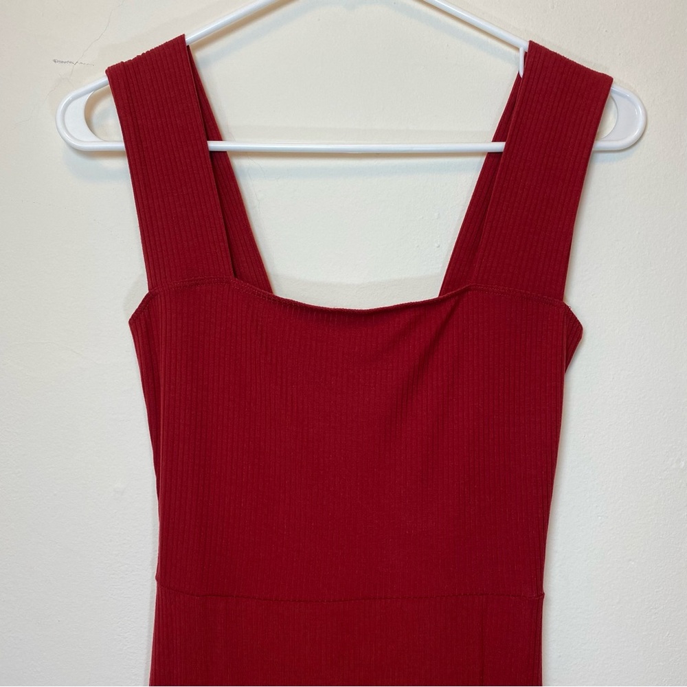 Reformation Rust Red Square-Neck Midi Dress - Picture 5 of 11